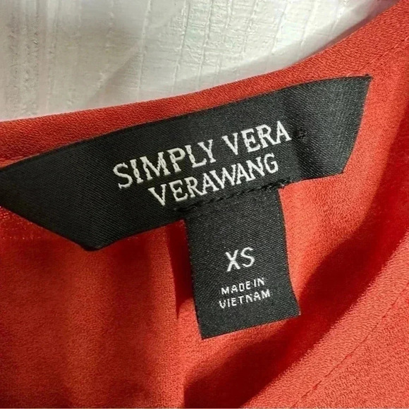 Simply Vera Vera Wang Blouse Semi-Sheer Ruffled Sleeves Burnt Orange Size XS - Picture 8 of 16